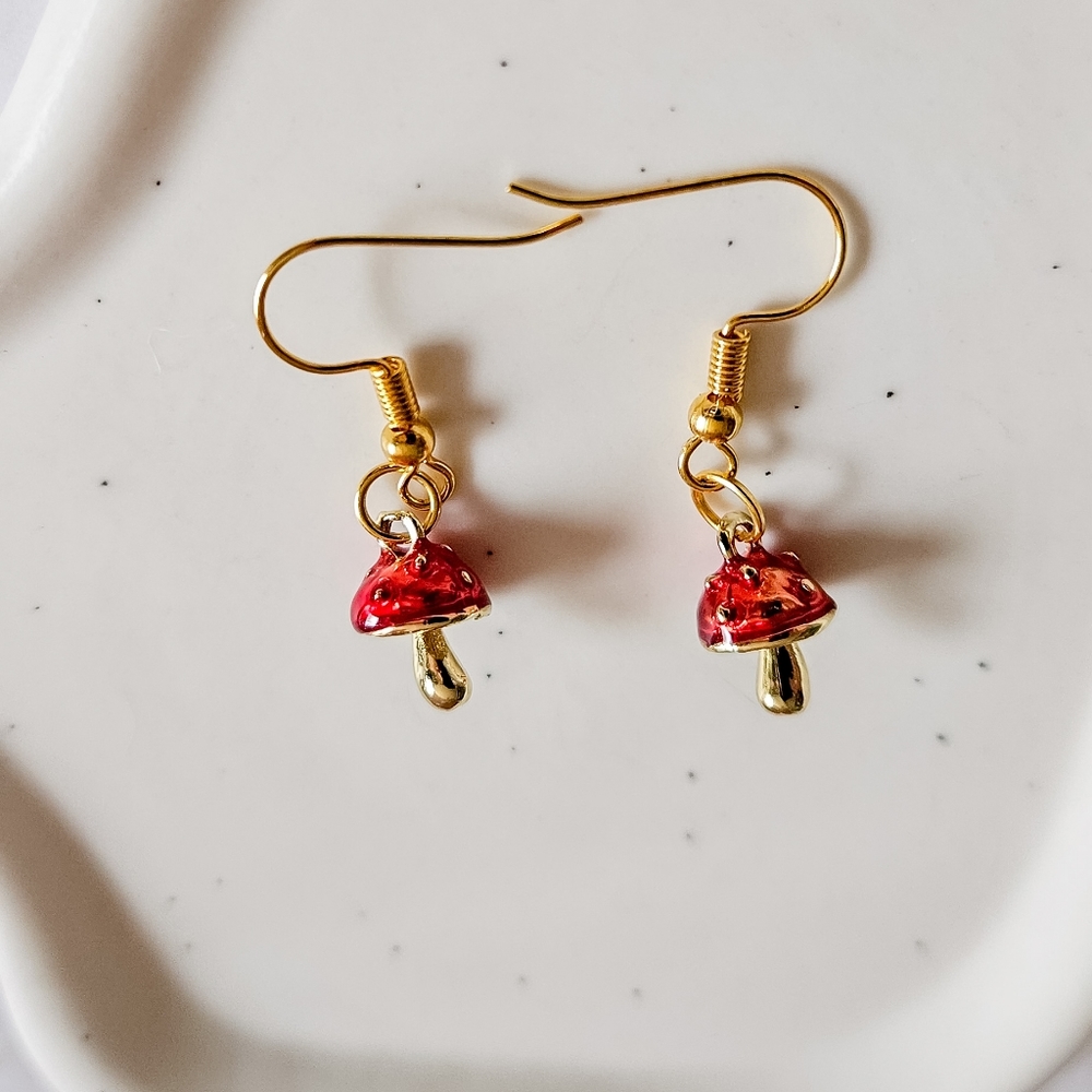 Handmade Mushroom Earrings 🍄